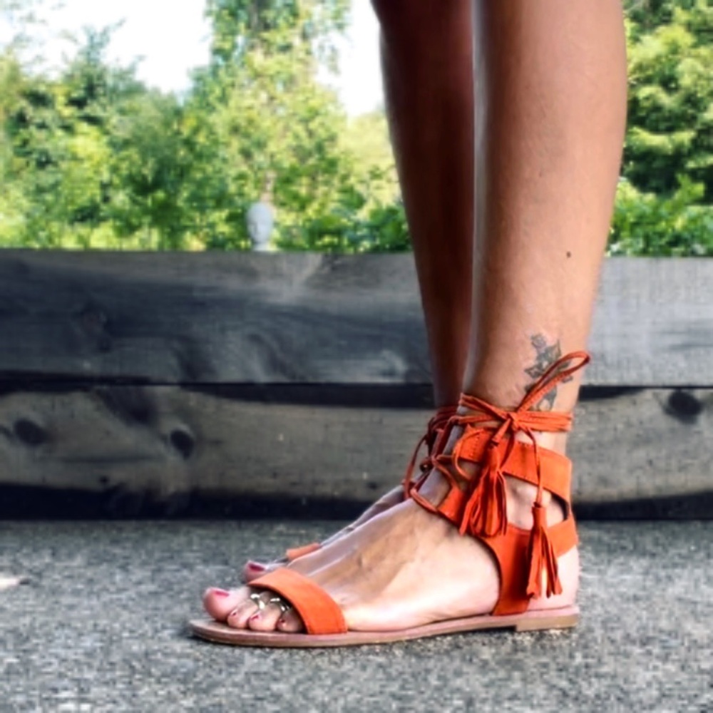 Orange Suede Sandals